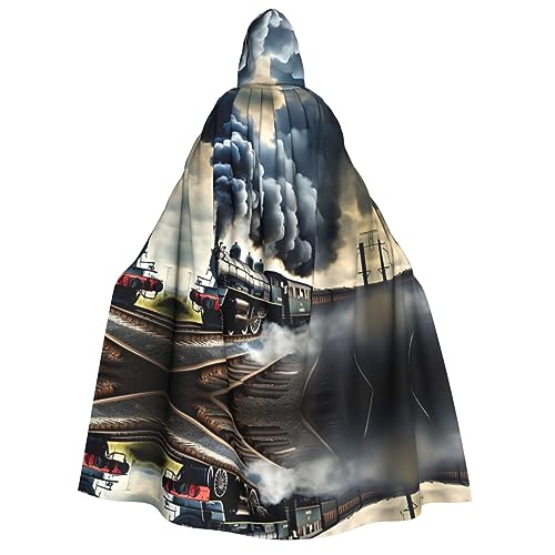 HJLUUFT Langer Kapuzenumhang mit Dampfzug und Wolken-Druck, Halloween, Weihnachten, Kostüme, Mittelalterliche Renaissance, Wikingerkönigs-Umhang HJLUUFT Langer Kapuzenumhang mit Dampfzug und Wolken-Druck, Halloween, Weihnachten, Kostüme, Mittelalterliche Renaissance, Wikingerkönigs-Umhang von HJLUUFT
