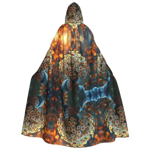 HJLUUFT Langer Kapuzenumhang mit Gänseblümchen-Aufdruck, Halloween, Weihnachten, Kostüme, Mittelalter, Renaissance, Wikingerkönigs-Umhang HJLUUFT Langer Kapuzenumhang mit Gänseblümchen-Aufdruck, Halloween, Weihnachten, Kostüme, Mittelalter, Renaissance, Wikingerkönigs-Umhang von HJLUUFT