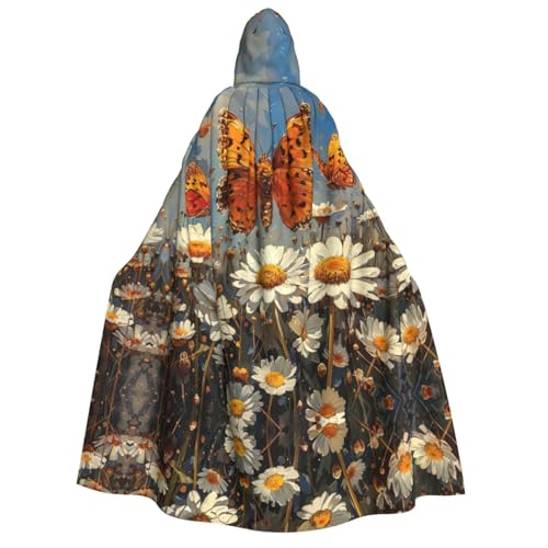 HJLUUFT Langer Kapuzenumhang mit Gänseblümchen-Schmetterlings-Aufdruck, Halloween, Weihnachten, Kostüme, Mittelalter, Renaissance, Wikingerkönigs-Umhang HJLUUFT Langer Kapuzenumhang mit Gänseblümchen-Schmetterlings-Aufdruck, Halloween, Weihnachten, Kostüme, Mittelalter, Renaissance, Wikingerkönigs-Umhang von HJLUUFT