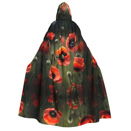 HJLUUFT Langer Kapuzenumhang mit Mohnblumen-Aufdruck, Halloween, Weihnachten, Kostüme, Mittelalter, Renaissance, Wikingerkönigs-Umhang HJLUUFT Langer Kapuzenumhang mit Mohnblumen-Aufdruck, Halloween, Weihnachten, Kostüme, Mittelalter, Renaissance, Wikingerkönigs-Umhang von HJLUUFT
