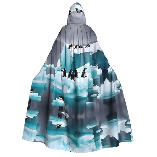 HJLUUFT Langer Kapuzenumhang mit Pinguine auf dem Eisberg, für Halloween, Weihnachten, Mittelalter, Renaissance, Wikingerkönigs-Umhang HJLUUFT Langer Kapuzenumhang mit Pinguine auf dem Eisberg, für Halloween, Weihnachten, Mittelalter, Renaissance, Wikingerkönigs-Umhang von HJLUUFT
