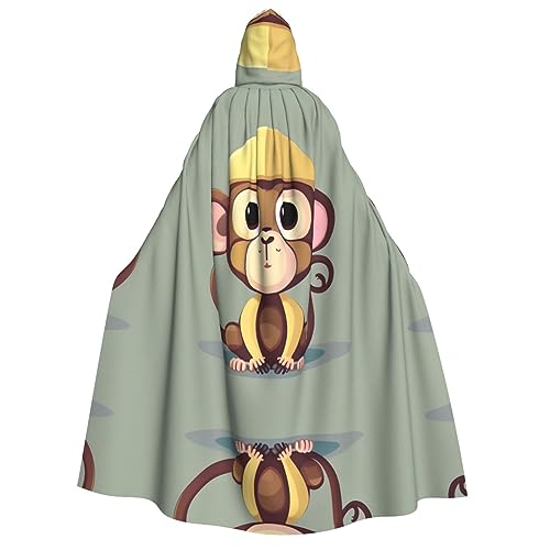 HJLUUFT Langer Kapuzenumhang mit niedlichem Affen-Druck, Halloween, Weihnachten, Kostüme, Mittelalter-Renaissance, Wikingerkönigs-Umhang HJLUUFT Langer Kapuzenumhang mit niedlichem Affen-Druck, Halloween, Weihnachten, Kostüme, Mittelalter-Renaissance, Wikingerkönigs-Umhang von HJLUUFT