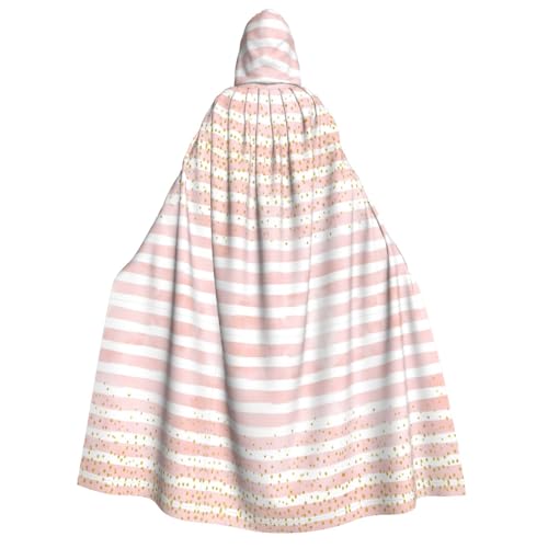 HJLUUFT Langer Kapuzenumhang mit rosa Streifendruck, Halloween, Weihnachten, Kostüme, Mittelalter, Renaissance, Wikingerkönigs-Umhang HJLUUFT Langer Kapuzenumhang mit rosa Streifendruck, Halloween, Weihnachten, Kostüme, Mittelalter, Renaissance, Wikingerkönigs-Umhang von HJLUUFT