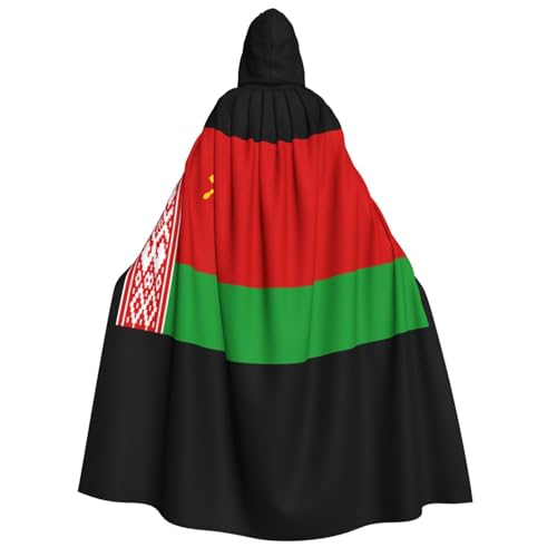 HJLUUFT Langer Umhang mit Kapuze, Motiv: Flagge von Belarus, Halloween, Weihnachten, Kostüme, Mittelalter-Renaissance, Wikingerkönigs-Umhang von HJLUUFT