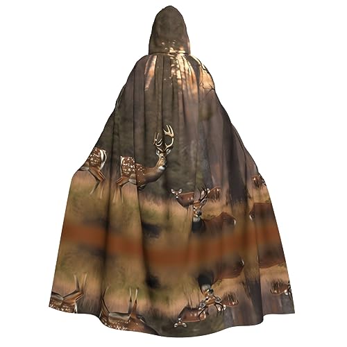 HJLUUFT Langer Umhang mit Kapuze und Hirschjagd-Druck, Halloween, Weihnachten, Kostüme, Mittelalter, Renaissance, Wikingerkönigs-Umhang HJLUUFT Langer Umhang mit Kapuze und Hirschjagd-Druck, Halloween, Weihnachten, Kostüme, Mittelalter, Renaissance, Wikingerkönigs-Umhang von HJLUUFT