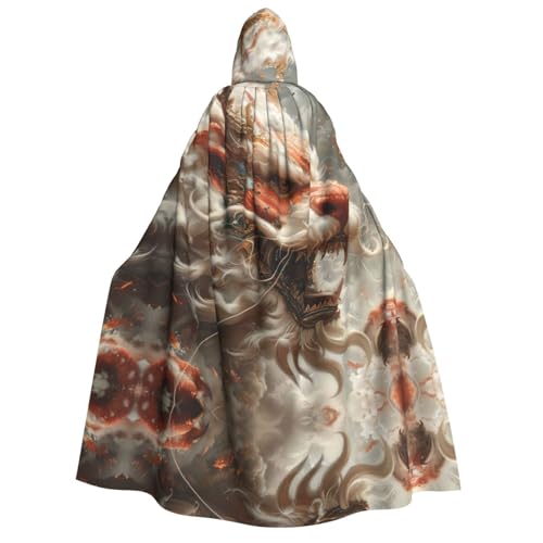 HJLUUFT Langer Umhang mit Kapuze und Löwen-Drachen-Aufdruck, Halloween, Weihnachten, Kostüme, Mittelalter, Renaissance, Wikingerkönigs-Umhang HJLUUFT Langer Umhang mit Kapuze und Löwen-Drachen-Aufdruck, Halloween, Weihnachten, Kostüme, Mittelalter, Renaissance, Wikingerkönigs-Umhang von HJLUUFT