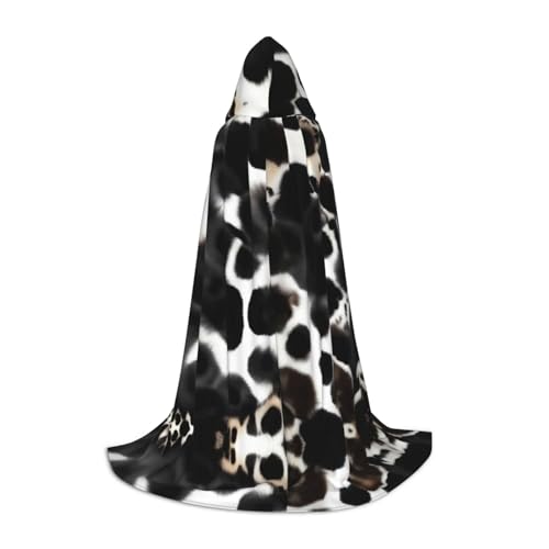 HJLUUFT Langer Umhang mit Kuhfell-Aufdruck, Kapuzenumhang für Teenager, Halloween-Kostüm, Maskerade-Kleid, Cosplay-Kostüm HJLUUFT Langer Umhang mit Kuhfell-Aufdruck, Kapuzenumhang für Teenager, Halloween-Kostüm, Maskerade-Kleid, Cosplay-Kostüm von HJLUUFT