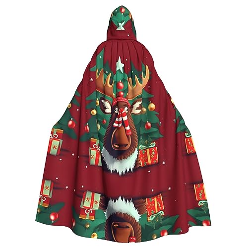 HJLUUFT Lustiger Weihnachtsumhang mit Elchaufdruck, Mittelalter-Kostüm, Halloween, volle Länge, Halloween-Weihnachtskostüm von HJLUUFT