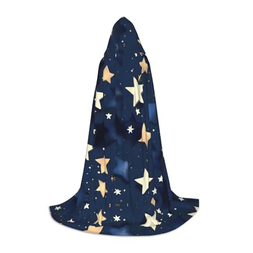 HJLUUFT Marineblauer Himmel und Sternen-Druck, Zauberer-Bademantel mit Kapuze für Erwachsene, Halloween-Umhang, Kostüme, Umhang mit Kapuze, Maskerade HJLUUFT Marineblauer Himmel und Sternen-Druck, Zauberer-Bademantel mit Kapuze für Erwachsene, Halloween-Umhang, Kostüme, Umhang mit Kapuze, Maskerade von HJLUUFT