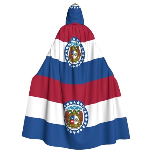 HJLUUFT Missouri State Flag Print Hooded Cloak Cape Medieval Costume Halloween Full Length Halloween Christmas Costume von HJLUUFT