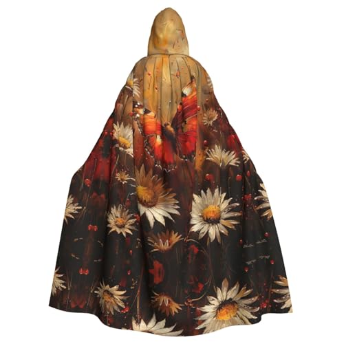 HJLUUFT Mittelalterlicher Kapuzenumhang mit Gänseblümchen und roten Schmetterlingen, Renaissance, langer Umhang für Herren, Cosplay, Kostüme, Halloween HJLUUFT Mittelalterlicher Kapuzenumhang mit Gänseblümchen und roten Schmetterlingen, Renaissance, langer Umhang für Herren, Cosplay, Kostüme, Halloween von HJLUUFT