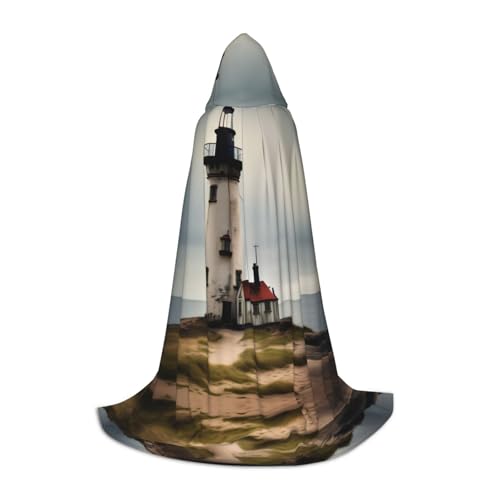 HJLUUFT Old Lighthouse Umhang mit Kapuze für Teenager, langer Halloween-Umhang, Kostüm, Kostüm, Cosplay, Kostüm, Kostüm, Kostüm, Kostüm, Kostüm, Kostüme von HJLUUFT