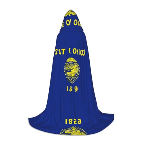 HJLUUFT Oregon State Flag Teenager Kapuzenumhang Halloween Umhang Kostüm Maskerade Kleid Cosplay Kostüm von HJLUUFT