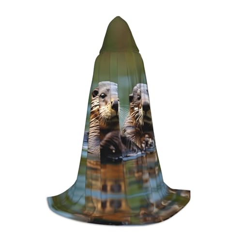 HJLUUFT Otters Kapuzenumhang für Teenager, Halloween, langer Umhang, Kostüm, Maskerade-Kleid, Cosplay-Kostüm von HJLUUFT