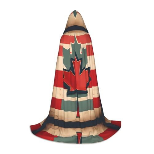 HJLUUFT Retro-Umhang mit Kanada-Flagge, Teenager-Umhang, Halloween-Umhang, langes Kostüm, Maskerade-Kleid, Cosplay-Kostüm von HJLUUFT