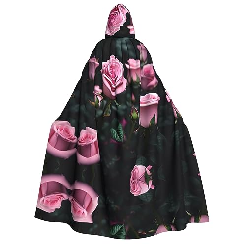 HJLUUFT Rosafarbener Rosen-Druck, langer Kapuzenumhang für Halloween, Weihnachten, Kostüme, Mittelalter, Renaissance, Wikingerkönigs-Umhang HJLUUFT Rosafarbener Rosen-Druck, langer Kapuzenumhang für Halloween, Weihnachten, Kostüme, Mittelalter, Renaissance, Wikingerkönigs-Umhang von HJLUUFT