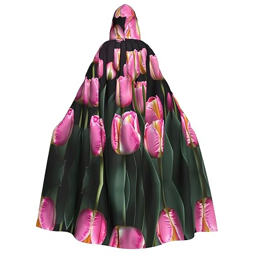 HJLUUFT Rosafarbener und Tulpenaufdruck, langer Kapuzenumhang für Halloween, Weihnachten, Kostüme, Mittelalter, Renaissance, Wikingerkönigs-Umhang HJLUUFT Rosafarbener und Tulpenaufdruck, langer Kapuzenumhang für Halloween, Weihnachten, Kostüme, Mittelalter, Renaissance, Wikingerkönigs-Umhang von HJLUUFT
