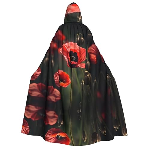 HJLUUFT Roter Mohnblumen-Druck, langer Umhang mit Kapuze, Umhang für Halloween, Weihnachten, Mittelalter, Renaissance, Wikingerkönigs-Umhang HJLUUFT Roter Mohnblumen-Druck, langer Umhang mit Kapuze, Umhang für Halloween, Weihnachten, Mittelalter, Renaissance, Wikingerkönigs-Umhang von HJLUUFT