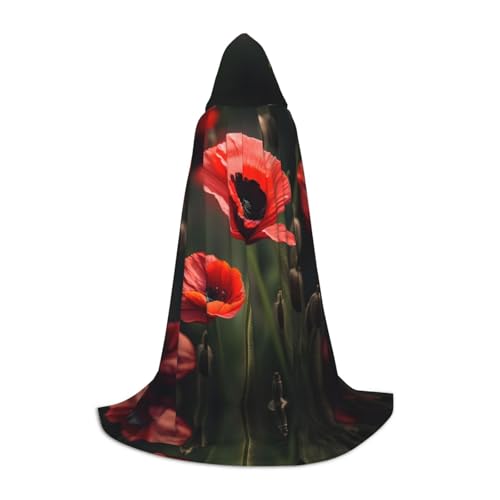 HJLUUFT Roter Mohnblumen-Umhang mit Kapuze für Teenager, Halloween, langer Umhang, Kostüm, Maskerade-Kleid, Cosplay-Kostüm HJLUUFT Roter Mohnblumen-Umhang mit Kapuze für Teenager, Halloween, langer Umhang, Kostüm, Maskerade-Kleid, Cosplay-Kostüm von HJLUUFT