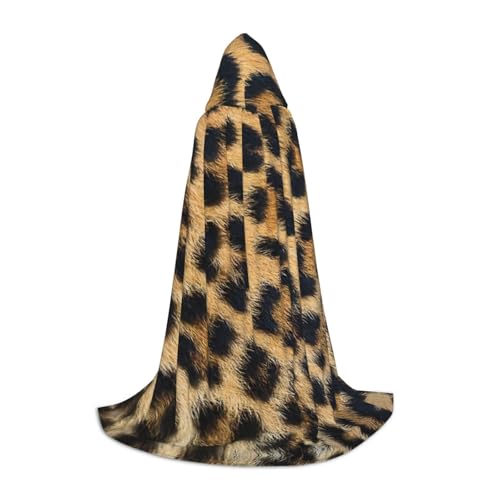 HJLUUFT Rough Leopard Print Renaissance Kapuzenumhang Halloween Mittelalter Kostüm Cosplay Langer Umhang für Damen und Herren von HJLUUFT