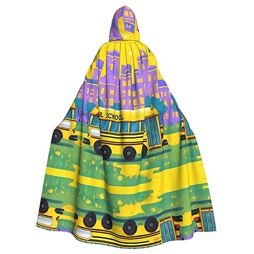 HJLUUFT Schulbus-Druck, Kapuzenumhang, Umhang, Mittelalter-Kostüm, Halloween, Halloween, Weihnachten HJLUUFT Schulbus-Druck, Kapuzenumhang, Umhang, Mittelalter-Kostüm, Halloween, Halloween, Weihnachten von HJLUUFT