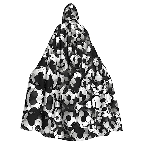 HJLUUFT Schwarz-weißer Kapuzenumhang mit Fußball-Druck, Mittelalter-Kostüm, Halloween, Halloween, Weihnachten HJLUUFT Schwarz-weißer Kapuzenumhang mit Fußball-Druck, Mittelalter-Kostüm, Halloween, Halloween, Weihnachten von HJLUUFT