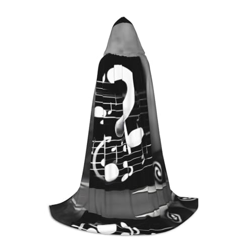 HJLUUFT Schwarz-weißer Kapuzenumhang mit Musiknoten-Druck, Renaissance-Umhang für Damen und Herren, mittelalterliches Ritter-Outfit, Gothic, Uni HJLUUFT Schwarz-weißer Kapuzenumhang mit Musiknoten-Druck, Renaissance-Umhang für Damen und Herren, mittelalterliches Ritter-Outfit, Gothic, Uni von HJLUUFT