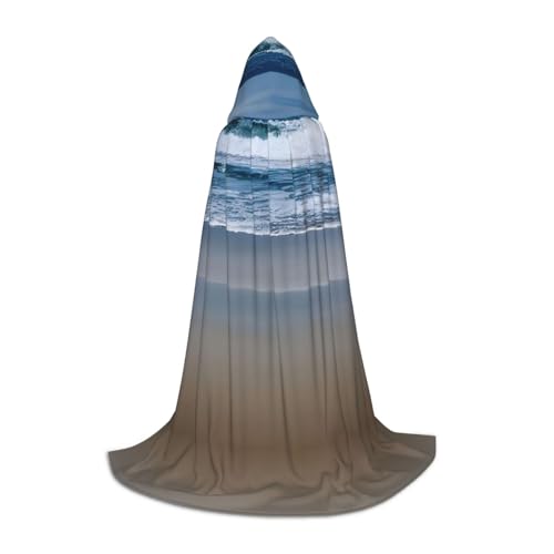 HJLUUFT Serene Coastal Kapuzenumhang für Teenager, Halloween, langer Umhang, Kostüm, Maskerade-Kleid, Cosplay-Kostüm von HJLUUFT