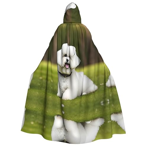 HJLUUFT Süßer Bichon Frisé-Hunde-Druck, langer Kapuzenumhang für Halloween, Weihnachten, Kostüme, Mittelalter, Renaissance, Wikingerkönigs-Umhang HJLUUFT Süßer Bichon Frisé-Hunde-Druck, langer Kapuzenumhang für Halloween, Weihnachten, Kostüme, Mittelalter, Renaissance, Wikingerkönigs-Umhang von HJLUUFT