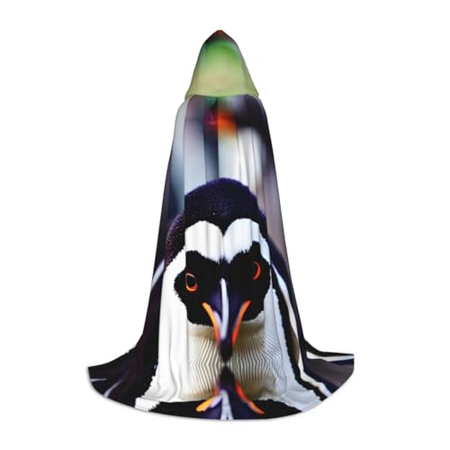 HJLUUFT Süßer Pinguinkopf mit Kapuze für Teenager, Halloween-Umhang, langes Kostüm, Maskerade-Kleid, Cosplay-Kostüm von HJLUUFT