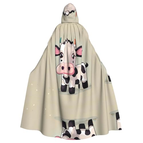 HJLUUFT Süßer weißer Umhang mit Kuh-Druck, Mittelalter-Kostüm, Halloween, Halloween, Weihnachten von HJLUUFT