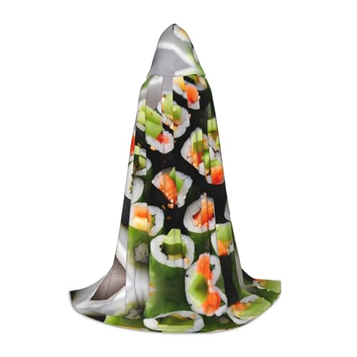 HJLUUFT Sushi Dill Pickles Kapuzenumhang für Teenager, Halloween, langer Umhang, Kostüm, Maskerade-Kleid, Cosplay-Kostüm von HJLUUFT