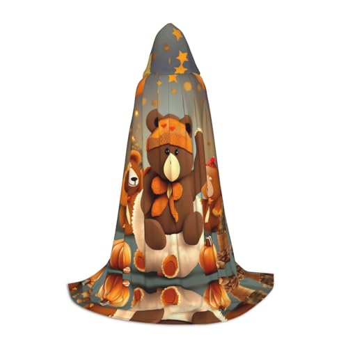 HJLUUFT Tanzender Danksagungsbär, Teenager, Kapuzenumhang, Halloween, langer Umhang, Kostüm, Maskerade-Kleid, Cosplay-Kostüm von HJLUUFT