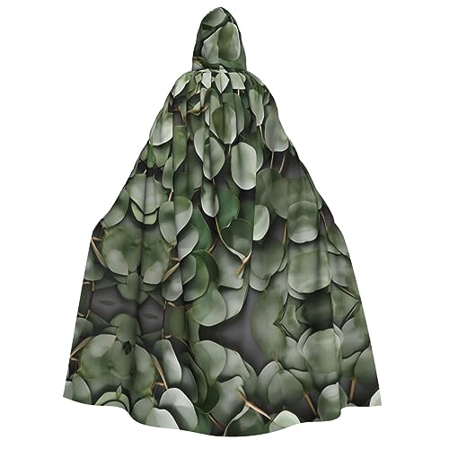 HJLUUFT Umhang mit Eukalyptusblättern, langer Kapuzenumhang, Halloween, Weihnachten, Kostüme, Mittelalter, Renaissance, Wikingerkönigs-Umhang von HJLUUFT