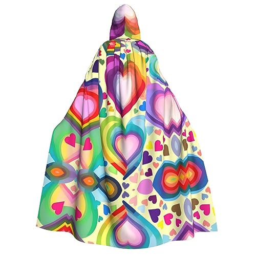 HJLUUFT Umhang mit Herzen in Regenbogenfarben, langer Umhang mit Kapuze, Halloween, Weihnachten, Kostüme, Mittelalter, Renaissance, Wikingerkönigs-Umhang HJLUUFT Umhang mit Herzen in Regenbogenfarben, langer Umhang mit Kapuze, Halloween, Weihnachten, Kostüme, Mittelalter, Renaissance, Wikingerkönigs-Umhang von HJLUUFT