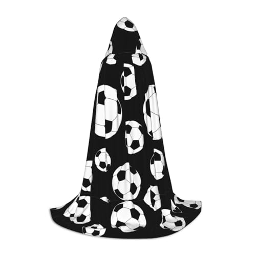 HJLUUFT Umhang mit Kapuze, Motiv: Fußball, schwarzer Druck, Renaissance, Halloween, Mittelalter-Kostüm, Cosplay, langer Umhang für Damen und Herren HJLUUFT Umhang mit Kapuze, Motiv: Fußball, schwarzer Druck, Renaissance, Halloween, Mittelalter-Kostüm, Cosplay, langer Umhang für Damen und Herren von HJLUUFT