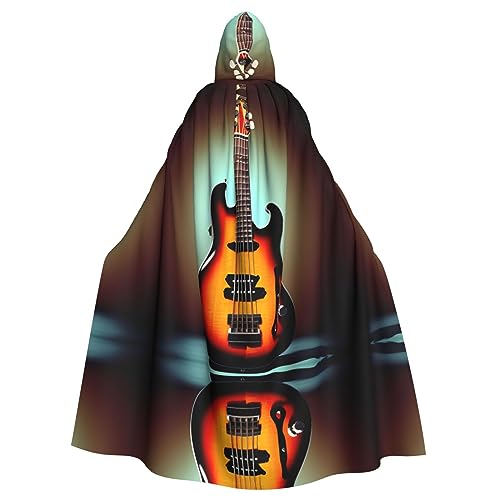 HJLUUFT Umhang mit Kapuze, Motiv: Gitarre, Bass, Musik, Musikinstrument, Mittelalter-Kostüm, Halloween, Halloween, Weihnachten HJLUUFT Umhang mit Kapuze, Motiv: Gitarre, Bass, Musik, Musikinstrument, Mittelalter-Kostüm, Halloween, Halloween, Weihnachten von HJLUUFT