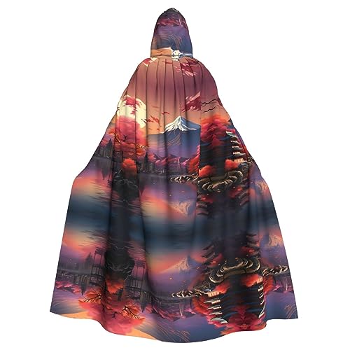 HJLUUFT Umhang mit Kapuze, Motiv: Japanischer Berg Fuji, Landschaftsdruck, Mittelalter-Kostüm, Halloween, Halloween, Weihnachten HJLUUFT Umhang mit Kapuze, Motiv: Japanischer Berg Fuji, Landschaftsdruck, Mittelalter-Kostüm, Halloween, Halloween, Weihnachten von HJLUUFT