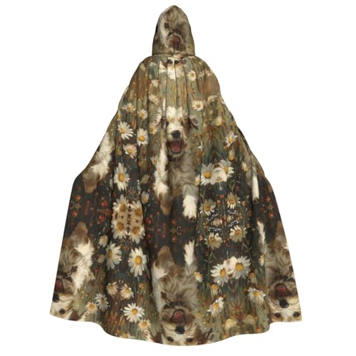 HJLUUFT Umhang mit Kapuze und Gänseblümchen und niedlichem Hundeaufdruck, für Halloween, Weihnachten, Mittelalter, Renaissance, Wikingerkönigs-Umhang HJLUUFT Umhang mit Kapuze und Gänseblümchen und niedlichem Hundeaufdruck, für Halloween, Weihnachten, Mittelalter, Renaissance, Wikingerkönigs-Umhang von HJLUUFT