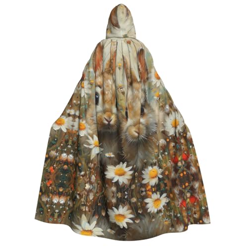 HJLUUFT Umhang mit Kapuze und Gänseblümchen und niedlichen Kaninchen, lang, Halloween, Weihnachten, Kostüme, Mittelalter, Renaissance, Wikingerkönigs-Umhang HJLUUFT Umhang mit Kapuze und Gänseblümchen und niedlichen Kaninchen, lang, Halloween, Weihnachten, Kostüme, Mittelalter, Renaissance, Wikingerkönigs-Umhang von HJLUUFT