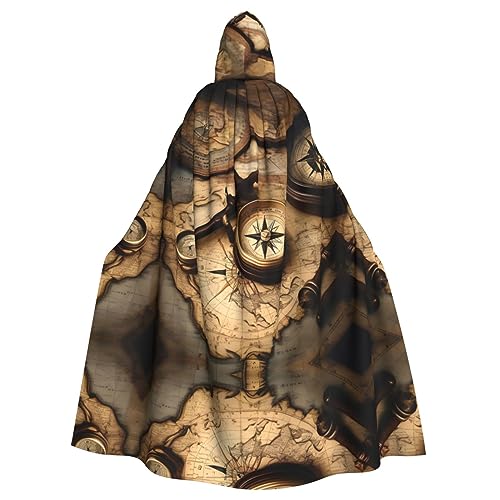HJLUUFT Umhang mit Kapuze und Kompass und alter Weltkarte, Umhang, Mittelalter-Kostüm, Halloween, volle Länge, Halloween, Weihnachtskostüm HJLUUFT Umhang mit Kapuze und Kompass und alter Weltkarte, Umhang, Mittelalter-Kostüm, Halloween, volle Länge, Halloween, Weihnachtskostüm von HJLUUFT