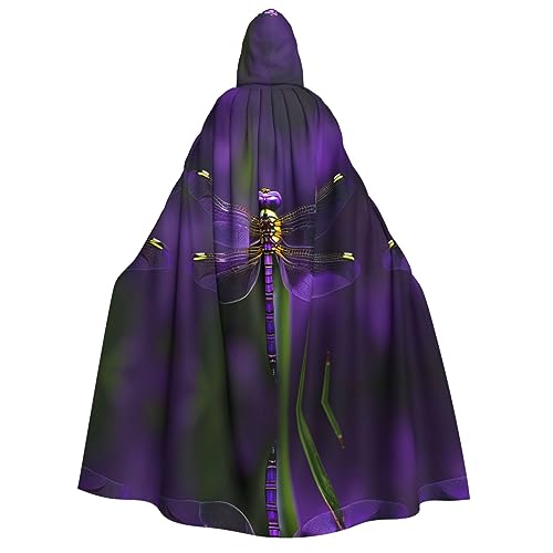 HJLUUFT Umhang mit Kapuze und Libellen-Druck, für Halloween, Weihnachten, Mittelalter, Renaissance, Wikingerkönigs-Umhang von HJLUUFT