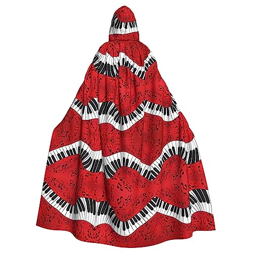 HJLUUFT Umhang mit Kapuze und Musiknote, Klavierdruck, Mittelalter-Kostüm, Halloween, Halloween, Weihnachten von HJLUUFT