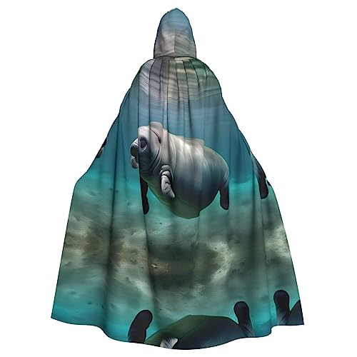 HJLUUFT Umhang mit Kapuze und Seekuh, Tierdruck, Mittelalter-Kostüm, Halloween, Halloween, Weihnachten HJLUUFT Umhang mit Kapuze und Seekuh, Tierdruck, Mittelalter-Kostüm, Halloween, Halloween, Weihnachten von HJLUUFT