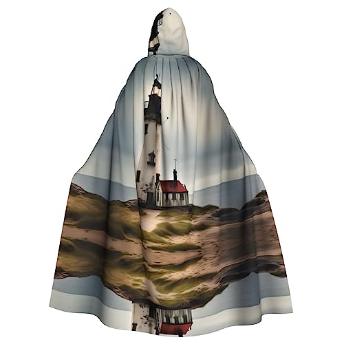HJLUUFT Umhang mit Kapuze und altem Leuchtturm, Mittelalter-Kostüm, Halloween, volle Länge, Halloween, Weihnachten von HJLUUFT