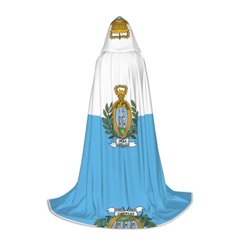 HJLUUFT Umhang mit Kapuze von San Marino, Motiv: Flagge von San Marino, Halloween, langer Umhang, Kostüm, Maskerade-Kleid, Cosplay-Kostüm HJLUUFT Umhang mit Kapuze von San Marino, Motiv: Flagge von San Marino, Halloween, langer Umhang, Kostüm, Maskerade-Kleid, Cosplay-Kostüm von HJLUUFT