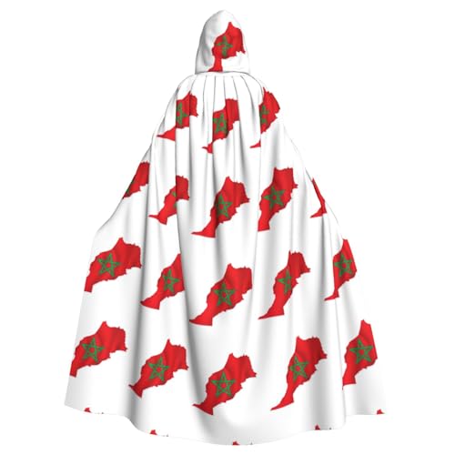 HJLUUFT Umhang mit Marokko-Flagge, mit Kapuze, Umhang, Mittelalter-Kostüm, Halloween, Halloween, Weihnachten HJLUUFT Umhang mit Marokko-Flagge, mit Kapuze, Umhang, Mittelalter-Kostüm, Halloween, Halloween, Weihnachten von HJLUUFT