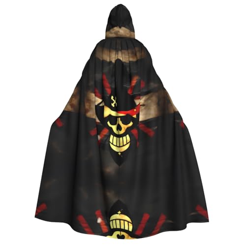 HJLUUFT Umhang mit Piratenflagge, langer Umhang mit Kapuze, Halloween, Weihnachten, Kostüme, Mittelalterliche Renaissance, Wikingerkönigs-Umhang von HJLUUFT
