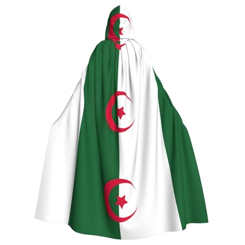 HJLUUFT Umhang mit der Flagge von Algerien, mit Kapuze, Umhang, Mittelalter-Kostüm, Halloween, Halloween, Weihnachten HJLUUFT Umhang mit der Flagge von Algerien, mit Kapuze, Umhang, Mittelalter-Kostüm, Halloween, Halloween, Weihnachten von HJLUUFT