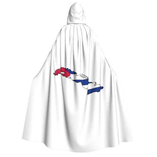HJLUUFT Umhang mit kubanischer Flagge, langer Umhang mit Kapuze, Umhang für Halloween, Weihnachten, Mittelalter, Renaissance, Wikingerkönigs-Umhang von HJLUUFT